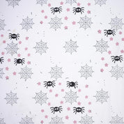 Indian Hand Block Black and Gray Spider Print Cuchion Cover Fabric for Halloween Decor in Thick Cotton White