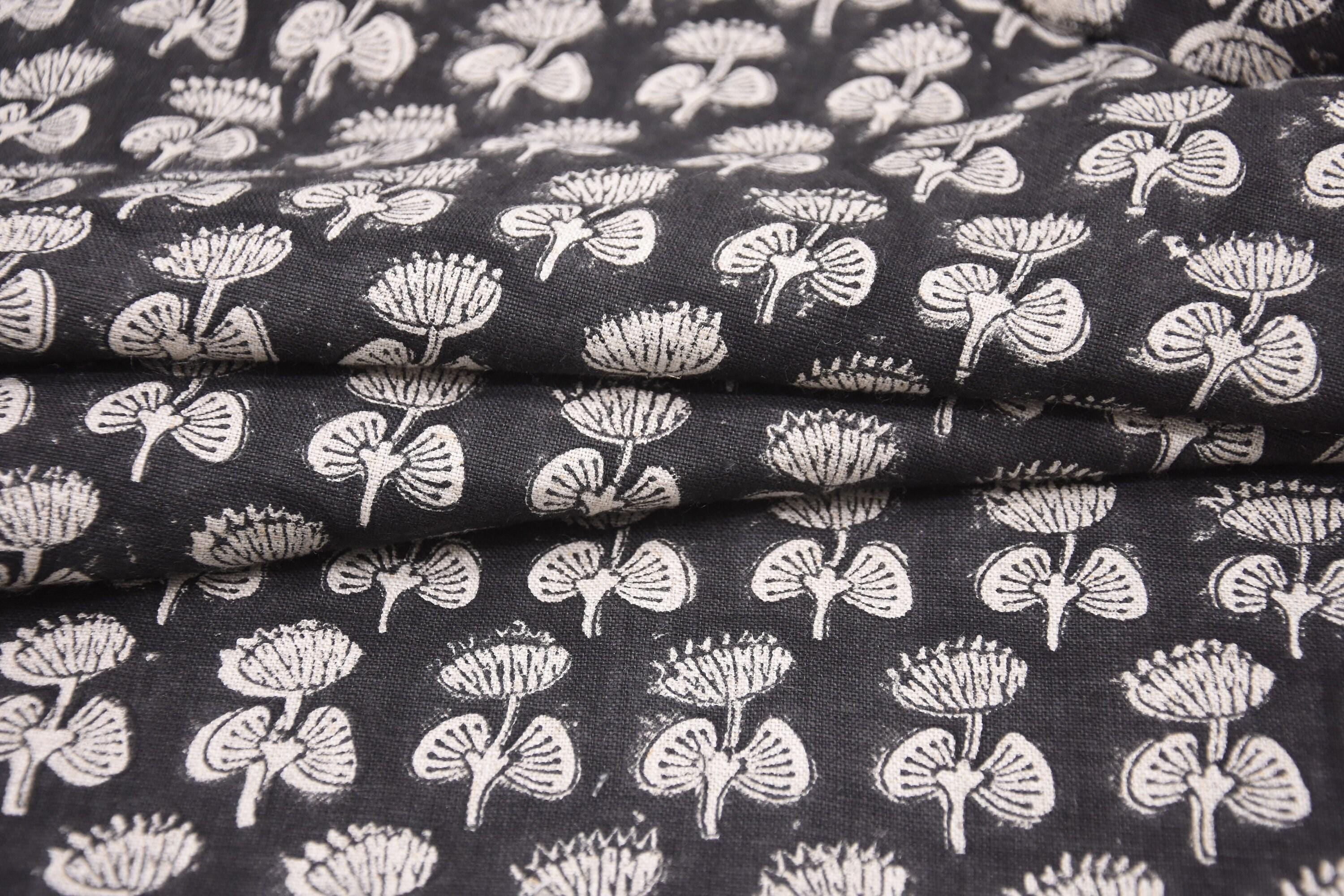 Pure Linen 58&quot; Fabric with Handmade Prints for Boho Decor, Natural Color Linen for Upholstery Couch and Curtain Projects, Boho Style Pure Linen Fabric for Tablecloths and Chair Covers, Handmade Printed Linen for Rustic Upholstery and Drapes.