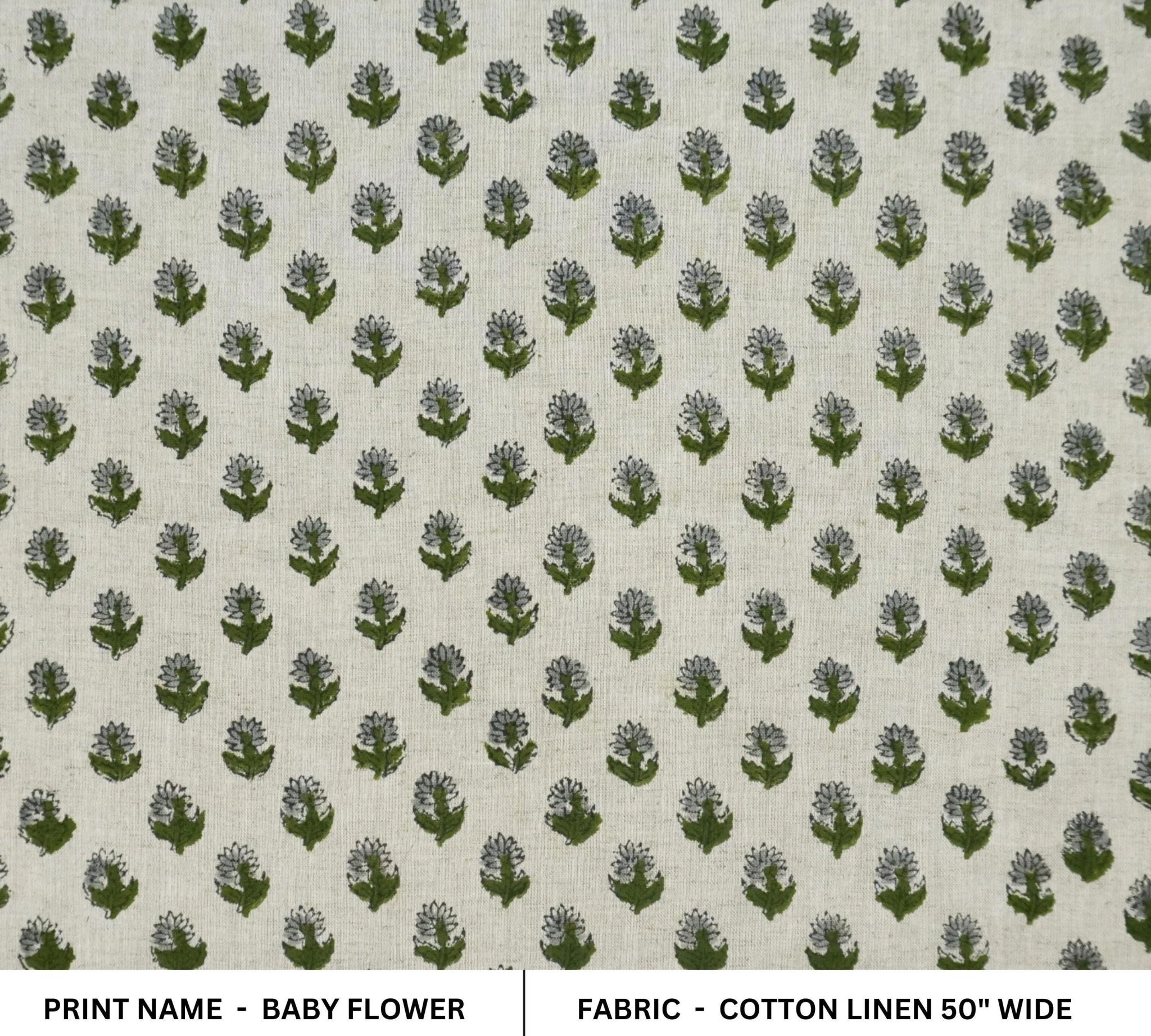 Linen Block Print Cotton Linen Fabric 50 Inch Width Light Weight Linen Natural Base Color Curtains and Drapes Upholstery Handmade Art Pillow Covers Tablecloths and Runners Bedding Tote Bag Lampshades Napkins by Fabritual