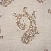 58 Inch Wide Linen Blend Fabric with Traditional Block Print for Home Furnishings, Linen Blend Block Printed Textile 58” Wide Natural Base for Napkins and Bedding.