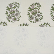 Hand-Stamped Block Printed Beige and Green Floral Duck Canvas Fabric for Curtains & Window Treatments – ANARKALI
