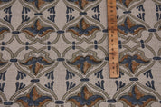 Linen Block Print Fabric 58 Inch Width Heavy Weight Linen Natural Base Color Curtains and Drapes Upholstery Handmade Art Tablecloths and Runners Bedding Tote Bag Lampshades Napkins by Fabritual