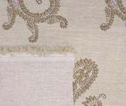 Linen Block Print Fabric Linen Blend 58 Inch Width Light Weight Linen Natural Base Color Curtains and Drapes Upholstery Handmade Art Pillow Covers Tablecloths and Runners Bedding Tote Bag Lampshades Napkins by Fabritual