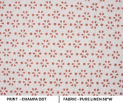 Indian Ancient Brown Champa Dot Block Print Pure Linen Fabric for Drapery and Upholsterty
