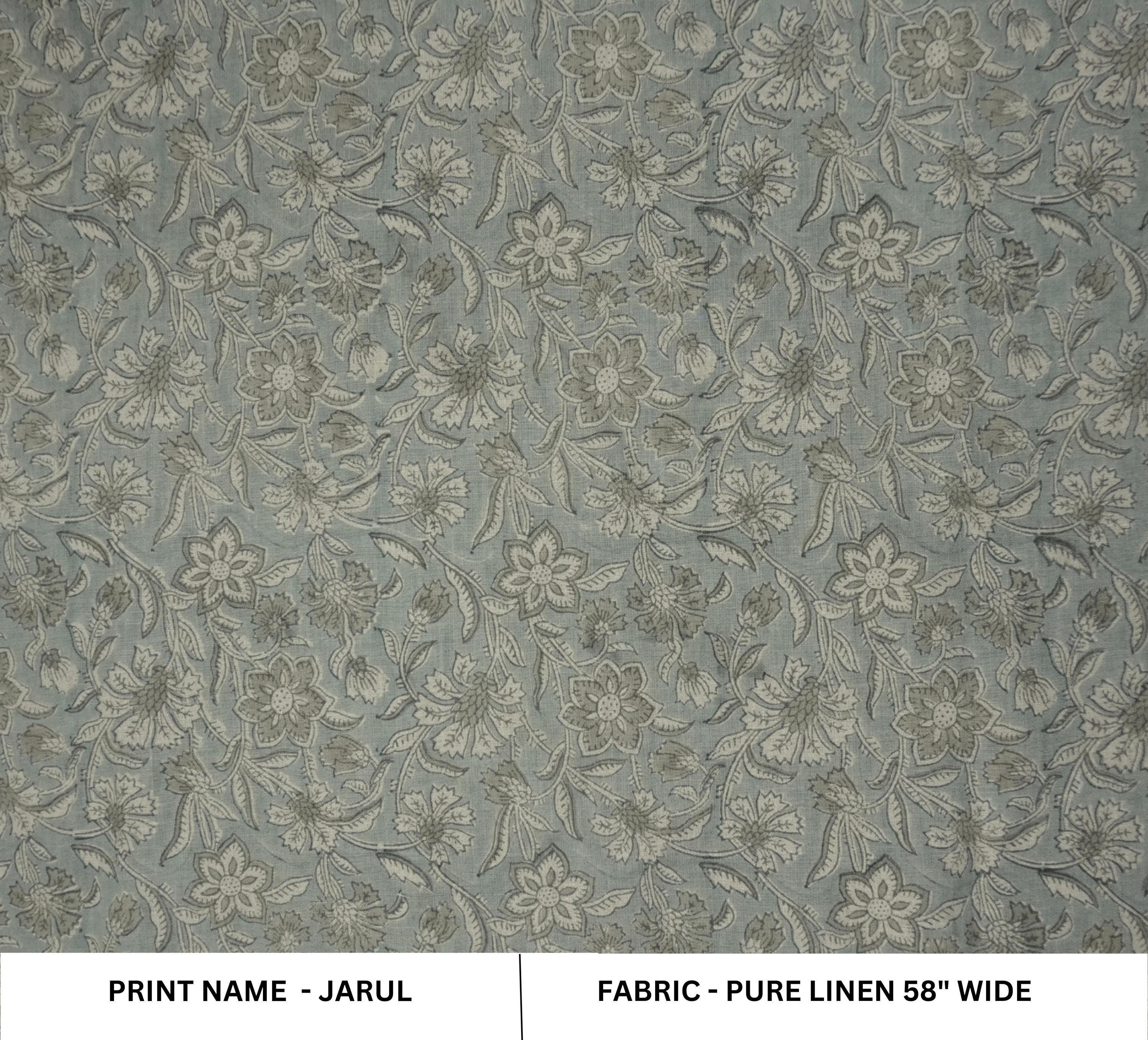 Linen Block Print Fabric 58 Inch Width Medium Weight Linen Natural Base Color Handmade Creative Design To Make Curtains and Drapes Upholstery Pillow Covers Tablecloths and Runners Lampshades Napkins by Fabritual