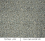 Handcrafted Gray Floral Block Printed Premium Elgant Pure Linen Fabric for Cushions and Curtains – JARUL