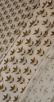 Handmade Block Print Brown Floral Duck Canvas Fabric - Saapt Paati