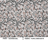 Handcrafted Gray Floral Cushion and Roman Shade Pure Linen Fabric for Farmhouse Decor - Suhana Bel