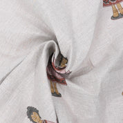 Block Printed Handmade Art Natural Pure Linen Decorative Fabric for Cushion Cover - Katputli