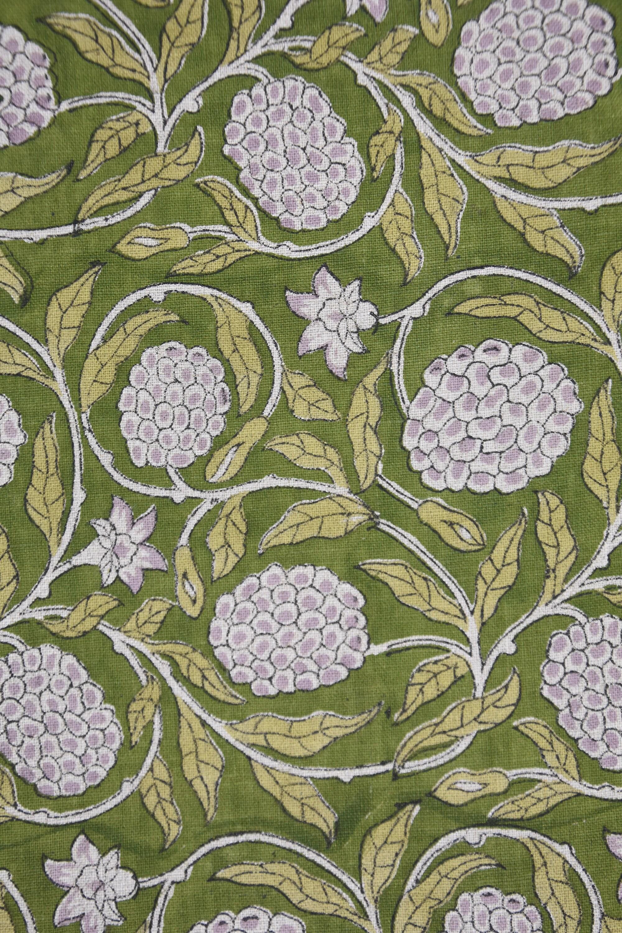 Linen Block Print Fabric 58 Inch Width Medium Weight Linen Natural Base Color Curtains and Drapes Upholstery Handmade Art Pillow Covers Tablecloths and Runners Bedding Tote Bag Lampshades Napkins by Fabritual