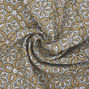 Indian Handblock Printed Sage Green and White Floral Throw Pure Linen Curtains Fabric with Varnika Design