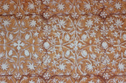Cotton Block Print Fabric 50 Inch Width Medium Weight Duck Canvas Beige Base Color Curtains and Drapes Pillow Covers Tablecloths and Runners Bedding Tote Bag Lampshades Napkins