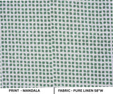 Pure Linen Hand Block Printed Sheen Green Floral Fabric for Couch Cover - Mandala