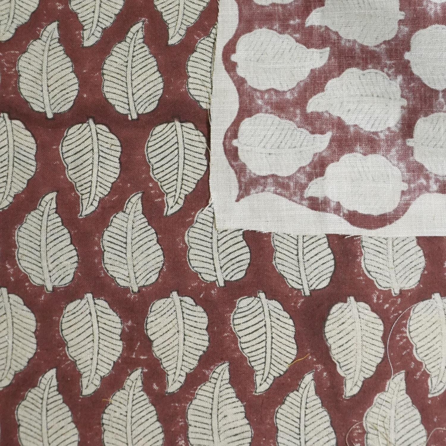 Linen Block Print Fabric Linen Blend 58 Inch Width Light Weight Linen Natural Base Color Upholstery Handmade Art Pillow Covers Tablecloths and Runners Bedding Tote Bag Lampshades Napkins by Fabritual