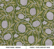 Linen Block Print Fabric 58 Inch Width Medium Weight Linen Natural Base Color Curtains and Drapes Upholstery Handmade Art Pillow Covers Tablecloths and Runners Bedding Tote Bag Lampshades Napkins by Fabritual