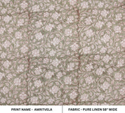 Linen Block Print Fabric 58 Inch Width Medium Weight Linen Natural Base Light  Color Curtains and Drapes Upholstery Pillow Covers Tablecloths and Runners Bedding Tote Bag Lampshades Napkins by Fabritual
