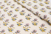 Cotton Block Print Fabric 50 Inch Width Medium Weight Duck Canvas Beige Base Color Tablecloths and Runners Curtains and Drapes Pillow Cover Curtains and Drapes  Bedding Tote Bag Napkins by Fabritual