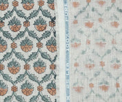 Linen Block Print Fabric 58 Inch Width Medium Weight Linen Natural Base Color Curtains and Drapes Upholstery Pillow Covers Tablecloths and Runners Bedding Tote Bag Lampshades by Fabritual