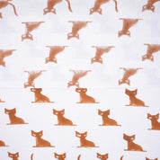 Indian Hand Block Brown Cat Print on Thick Cotton White Decortive Home Decor Fabric