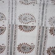 Handcrafted Brown and Gray Floral Cushion Fabric on Pure Linen with Basant Bela Design