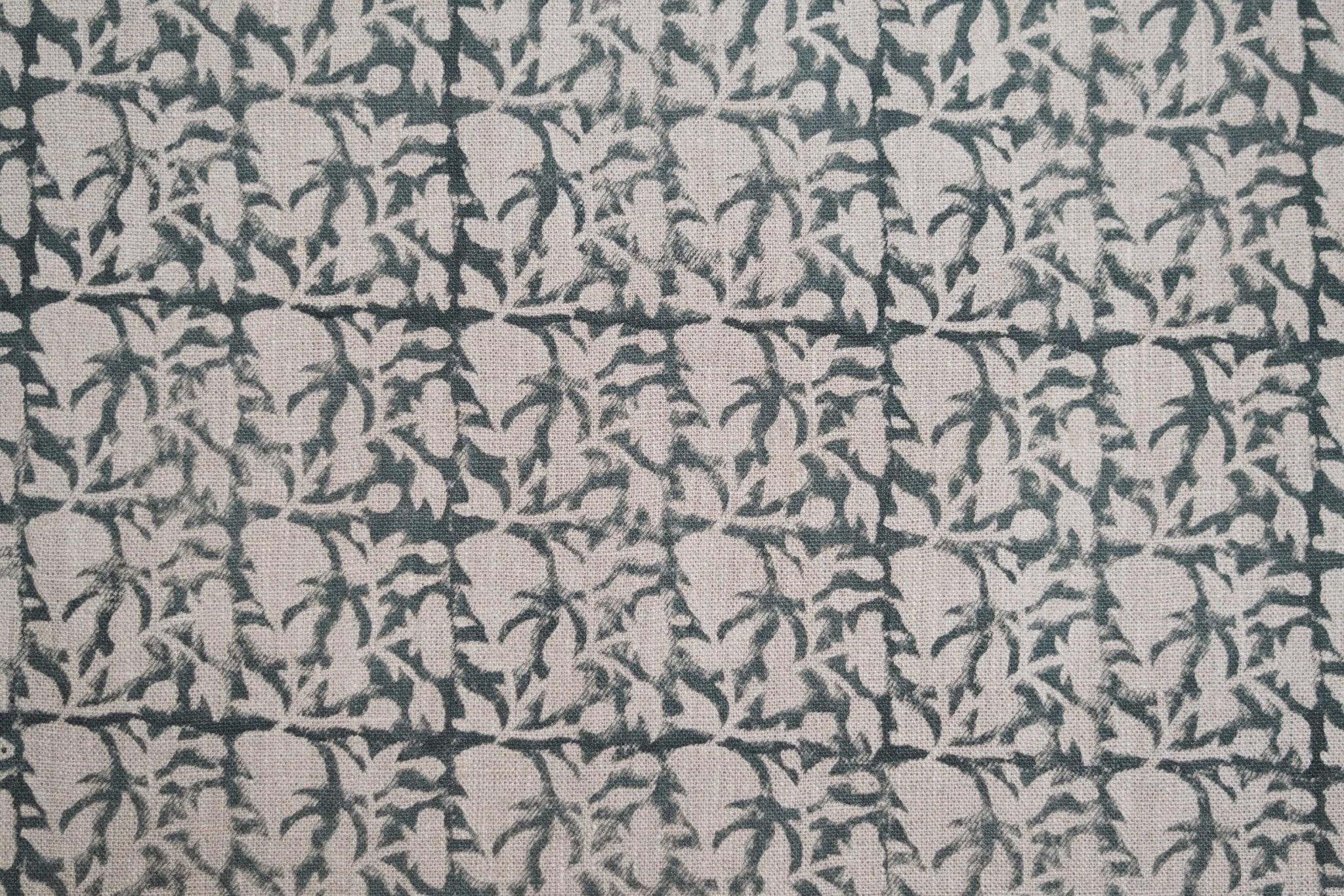 Handcrafted Indian Block Printed Premium Gray Floral Thick Linen 58" Wide Fabric – Midnight Gudhal