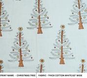 Indian Handmade Brown Block Printed Floral Christmas Decor Thick Cotton White Fabric – CHRISTMAS TREE