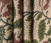 Linen Block Print Fabric 58 Inch Width Heavy Linen Natural Base With Unique Color Curtains and Drapes Upholstery Pillow Covers Tablecloths and Runners Bedding Tote Bag by Fabritual