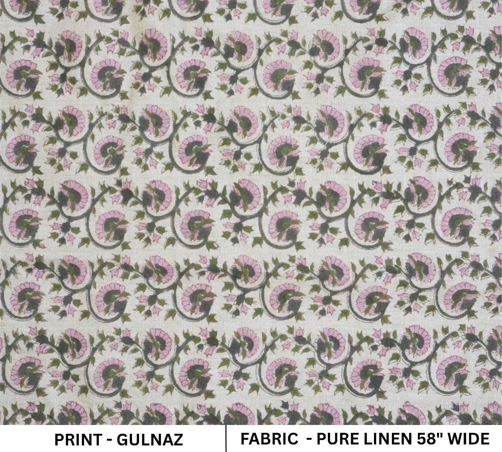 Neutral Base Block Print Linen, 58” Wide, Great for Pillows, Drapes and More Vintage-Inspired Block Printed Linen Fabric for Upholstery and Bed Covers Soft Yet Durable Block Print Linen, Made for Home Furnishing and Craft Projects .