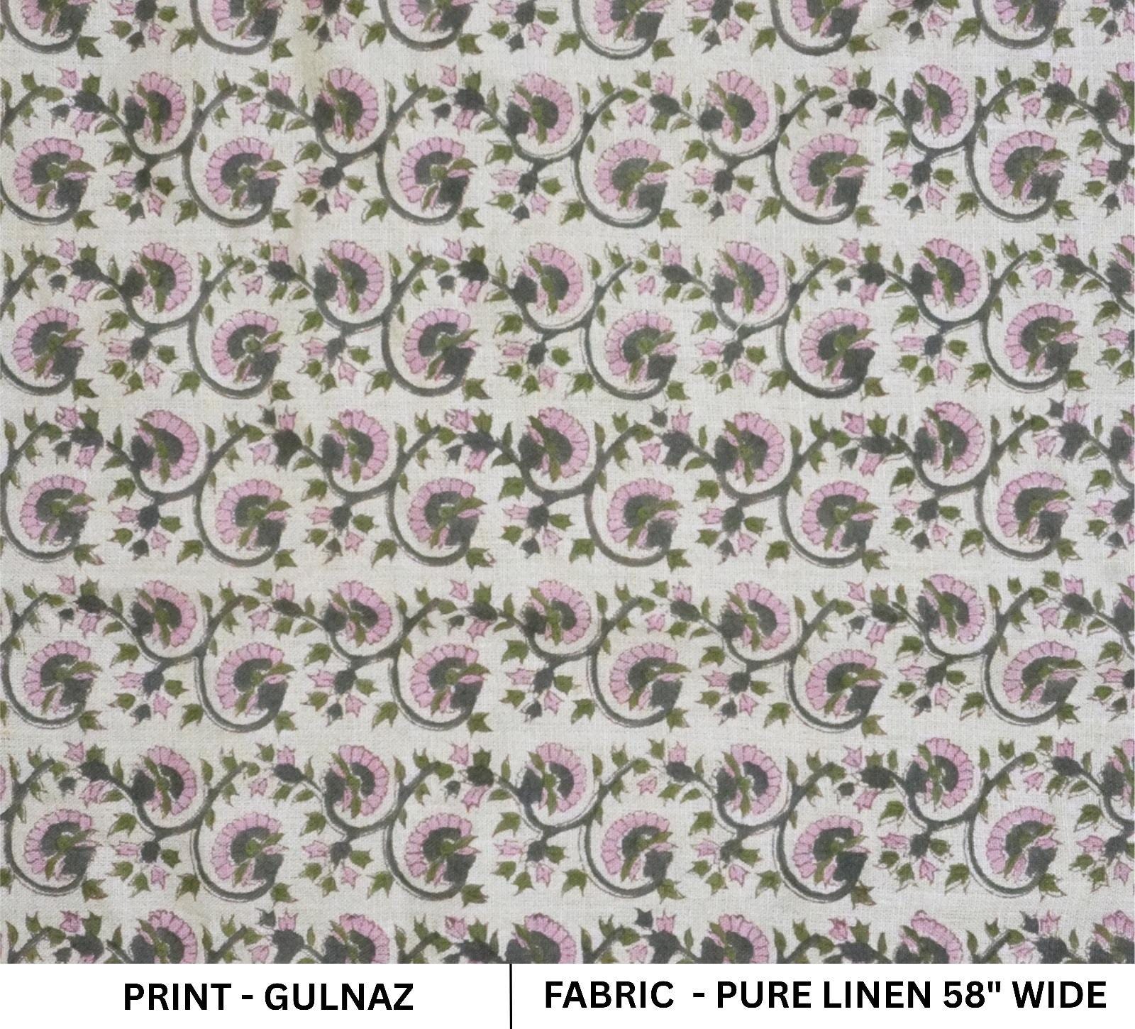 Neutral Base Block Print Linen, 58” Wide, Great for Pillows, Drapes and More Vintage-Inspired Block Printed Linen Fabric for Upholstery and Bed Covers Soft Yet Durable Block Print Linen, Made for Home Furnishing and Craft Projects .