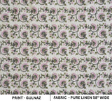 Indian Craftmanship Pink and Gray Floral Block Printed Pure Linen 58" Wide Soft & Durable Fabric – GULZAR