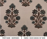 Handcrafted Block Print Duck Canvas Gray and Brown Floral Decorative Fabric for Cushions & Window Blinds – Morpankh