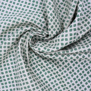 Pure Linen Hand Block Printed Sheen Green Floral Fabric for Couch Cover - Mandala