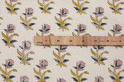 Cotton Block Print Fabric 50 Inch Width Medium Weight Duck Canvas Beige Base Color Tablecloths and Runners Curtains and Drapes Pillow Cover Curtains and Drapes  Bedding Tote Bag Napkins by Fabritual