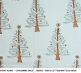Indian Handmade Brown Block Printed Floral Christmas Decor Thick Cotton White Fabric – Christmas Tree