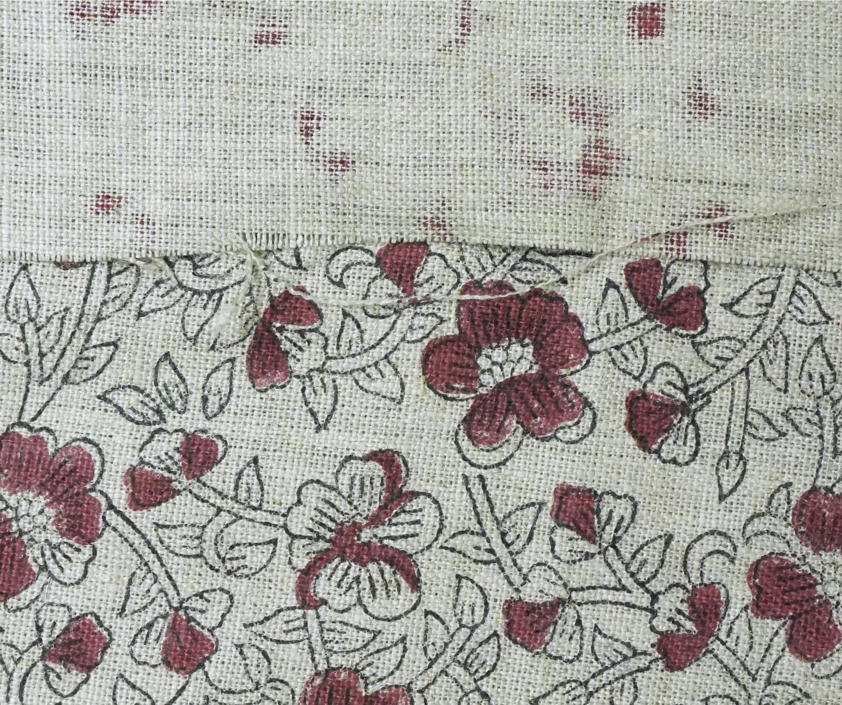 Linen Block Print Fabric 58 Inch Width Heavy Weight Linen Natural Base Color Curtains and Drapes Upholstery Handmade Art Tablecloths and Runners Bedding Tote Bag Lampshades Napkins by Fabritual