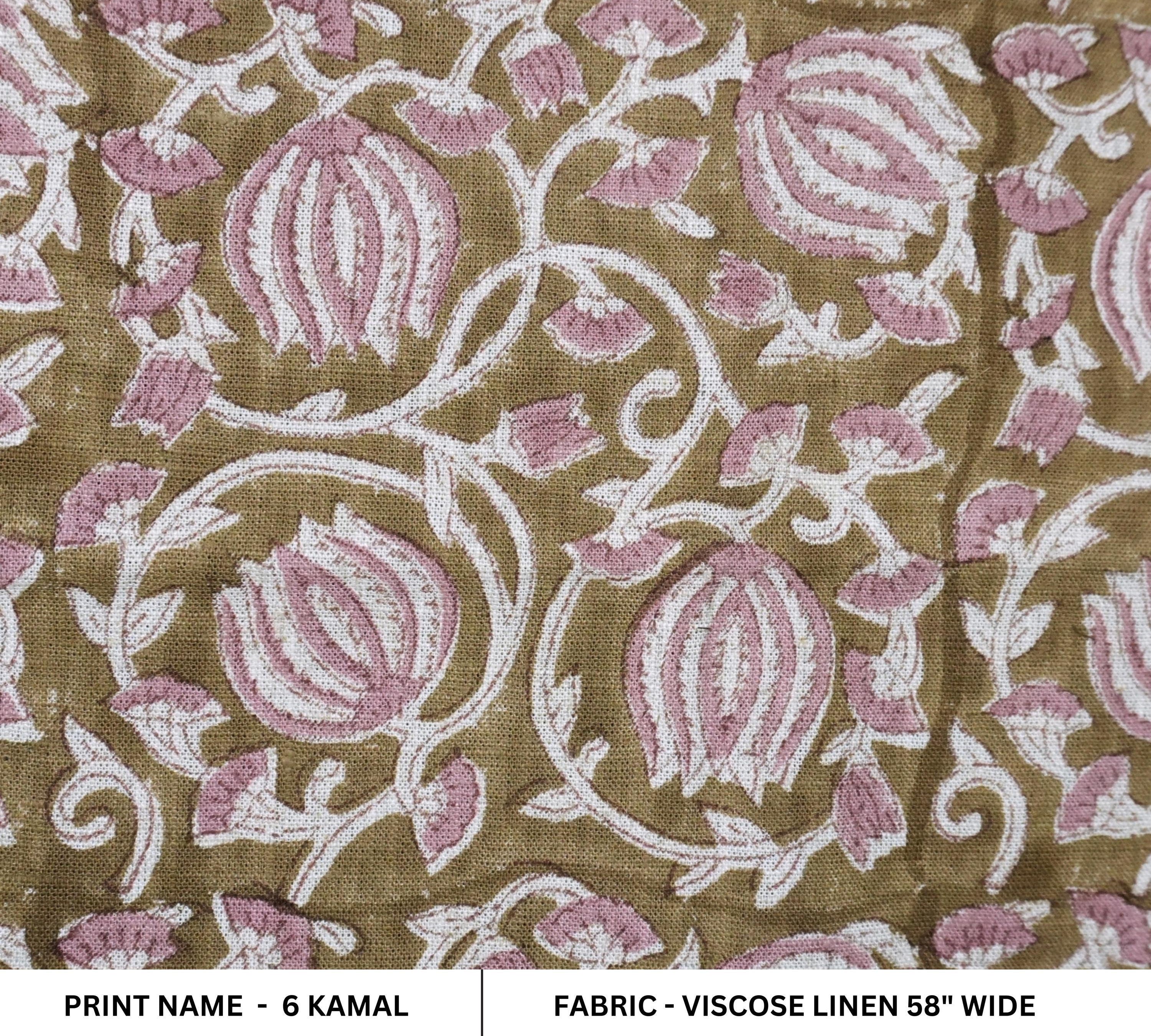 Block Print Fabric 58 Inch Width Light Weight Viscose Linen Natural Base Color and Mini Yellow Floral Print Curtains and Drapes Pillow Covers Tablecloths and Runners Bedding Tote Bag Lampshades Napkins by Fabritual