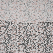 Handcrafted Gray Floral Cushion and Roman Shade Pure Linen Fabric for Farmhouse Decor - Suhana Bel