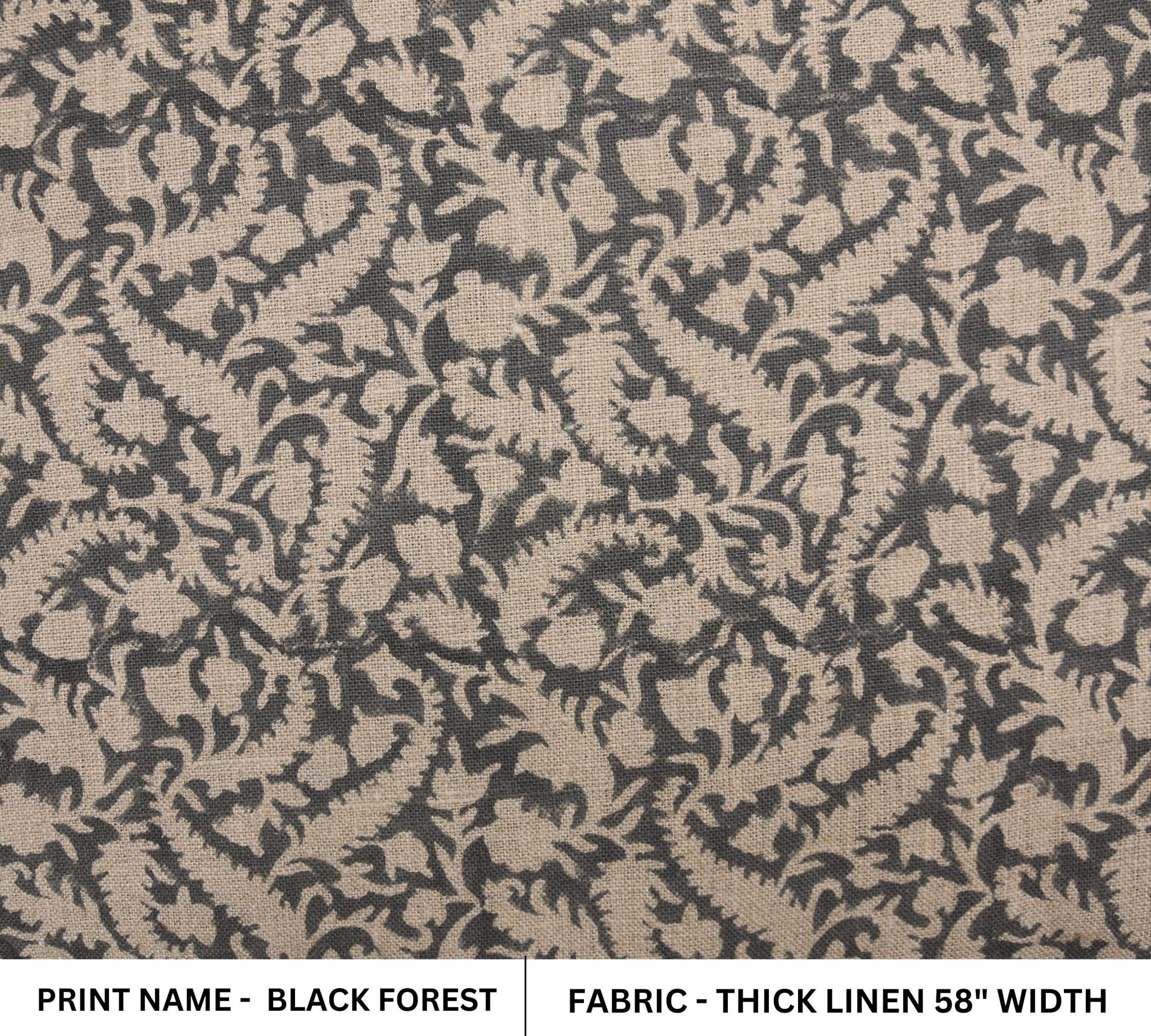Linen Block Print Fabric 58 Inch Width Heavy Linen Natural Base Color Curtains and Drapes Upholstery Pillow Covers Tablecloths and Runners Bedding Tote Bag by Fabritual