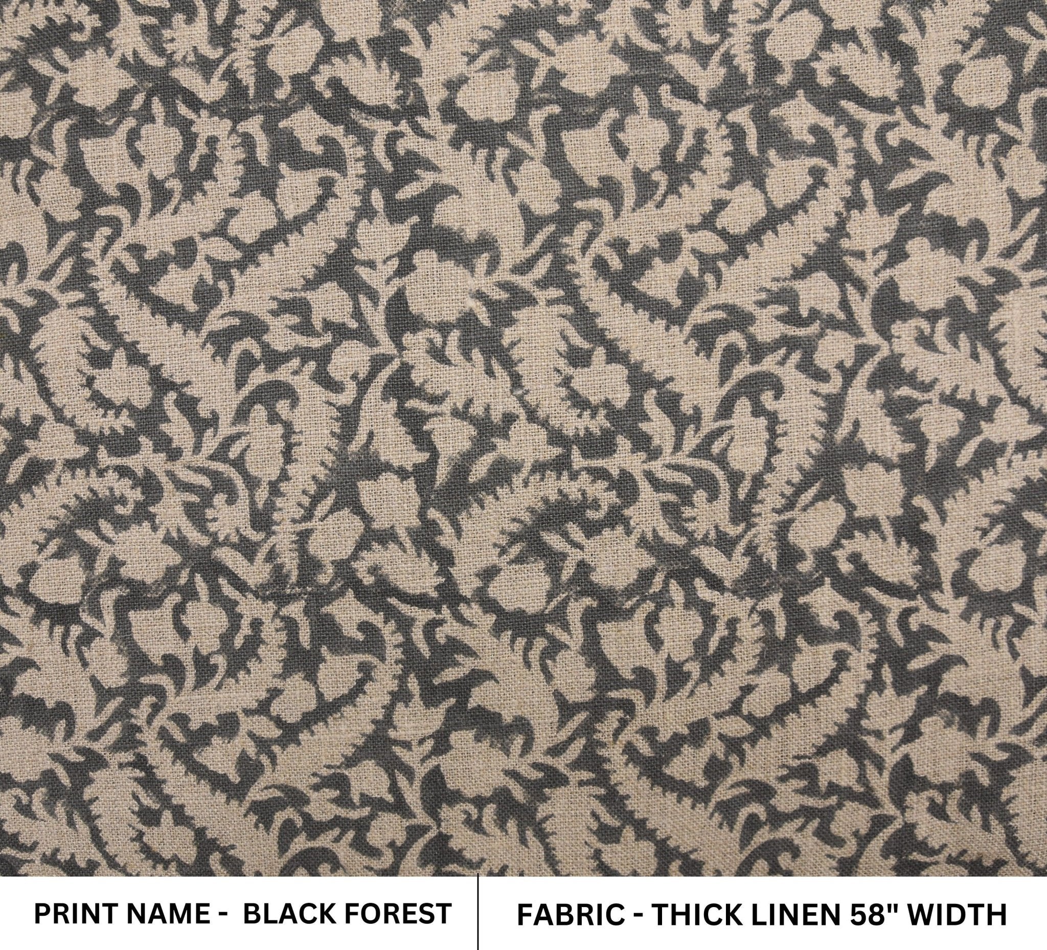 Linen Block Print Fabric 58 Inch Width Heavy Linen Natural Base Color Curtains and Drapes Upholstery Pillow Covers Tablecloths and Runners Bedding Tote Bag by Fabritual