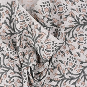 Handcrafted Gray Floral Cushion and Roman Shade Pure Linen Fabric for Farmhouse Decor - Suhana Bel