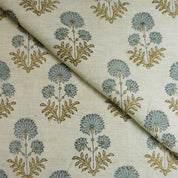 Linen Block Print Fabric 58 Inch Width Light Weight Linen Natural Base Color Handmade Creative Design To Make Curtains and Drapes Pillow Covers Tablecloths and Runners Lampshades Napkins by Fabritual