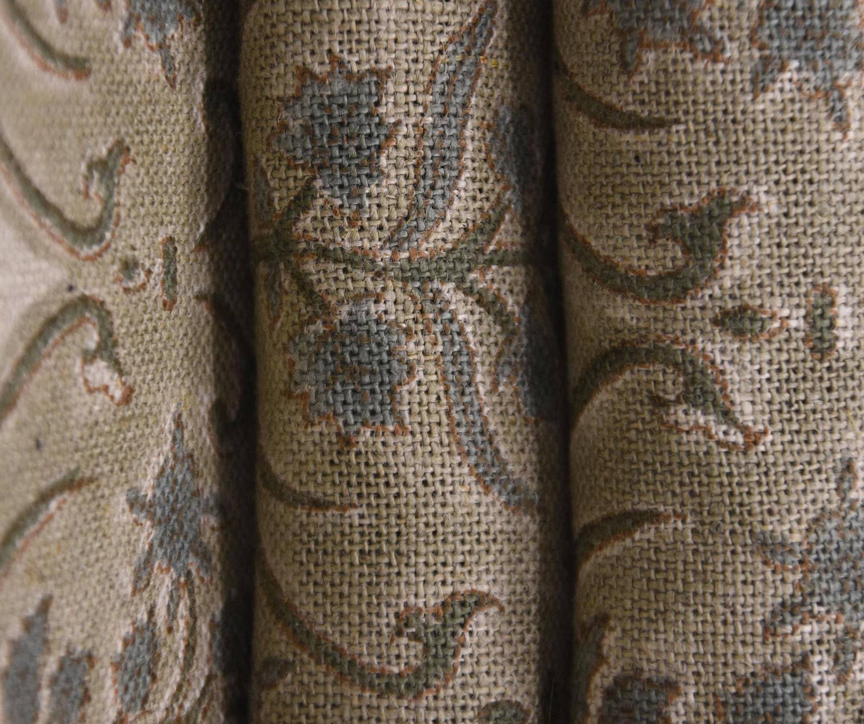 Linen Block Print Fabric 58 Inch Width Heavy Linen Natural Base Color Curtains and Drapes Upholstery Pillow Covers Tablecloths and Runners Bedding Tote Bag by Fabritual