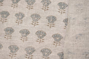 Linen Block Print Fabric 58 Inch Width Heavy Linen Natural Base Color Floral Curtains and Drapes Upholstery Pillow Covers Tablecloths and Runners Bedding Tote Bag by Fabritual