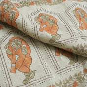 Heavy Linen with Artistic Block Print, Suitable for Eco-Friendly Decor Projects Block Printed Linen Fabric with 58-Inch Width, Natural Texture for Bedding and Bags Vintage-Inspired Block Printed Linen Fabric for Upholstery and Bed Covers Eco-Friendly Linen Fabric with Block Print, Great for Custom Decor Pieces .