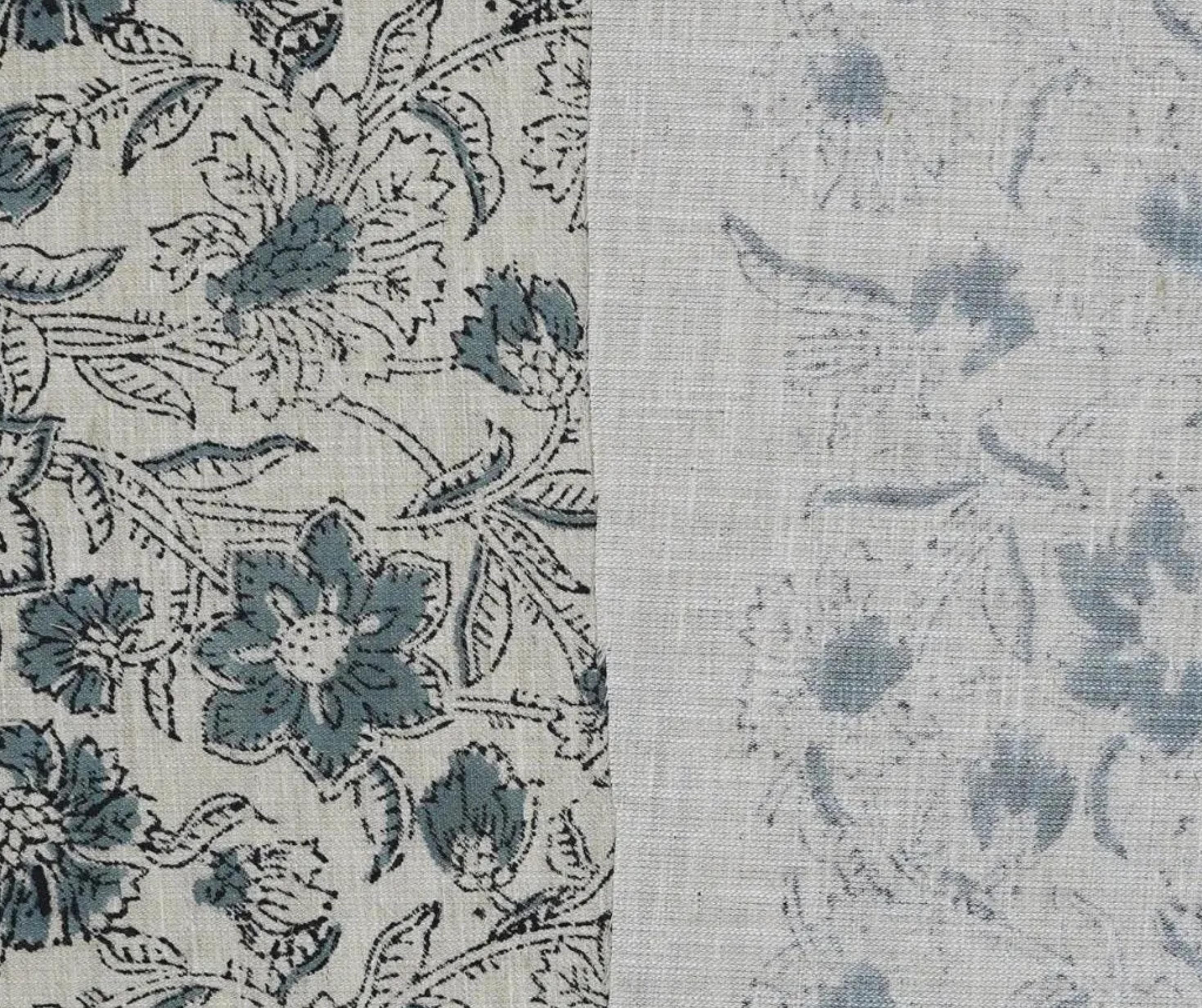 Linen Block Print Fabric Linen Blend 58 Inch Width Light Weight Linen Natural Base Color Upholstery Handmade Art Pillow Covers Tablecloths and Runners Bedding Tote Bag Lampshades Napkins by Fabritual
