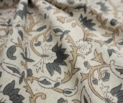 Linen Block Print Fabric Linen Blend 58 Inch Width Light Weight Linen Natural Base Color Curtains and Drapes Handmade Art Pillow Covers Tablecloths and Runners Bedding Tote Bag Lampshades Napkins by Fabritual