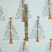 Indian Handmade Brown Block Printed Floral Christmas Decor Thick Cotton White Fabric – CHRISTMAS TREE
