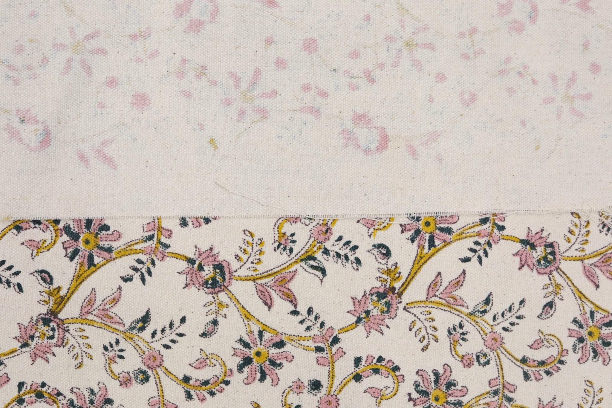 Decorative floral border with pink and yellow flowers on a light background