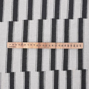 Hand Block Printed Black Stripe Pure Linen Boho Fabric for Curtains & Sofa Covers - Lekh Design