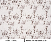 Handcrafted Dhun Print in Beige and Brown on Pure Linen Sofa Cushion Cover Fabric